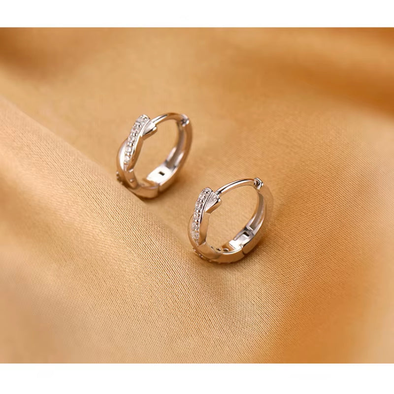 Hot Sale Small Circle Zircon Twist Ear Hoop Earrings for Women round Earrings Ear Piercing Jewelry Gifts Brincos Bijoux