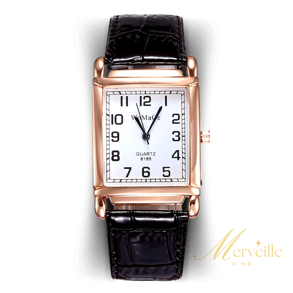 Montre carrée en cuir pour femme