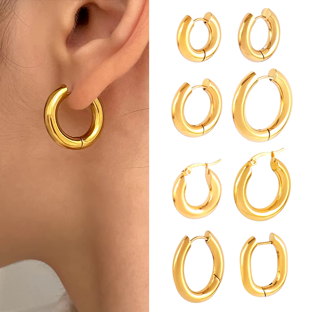 316L Stainless Steel Earring Big round Circle Earring Hoop Earrings for Women Men k Hiphop Fashion Jewelry Gift Wholesale