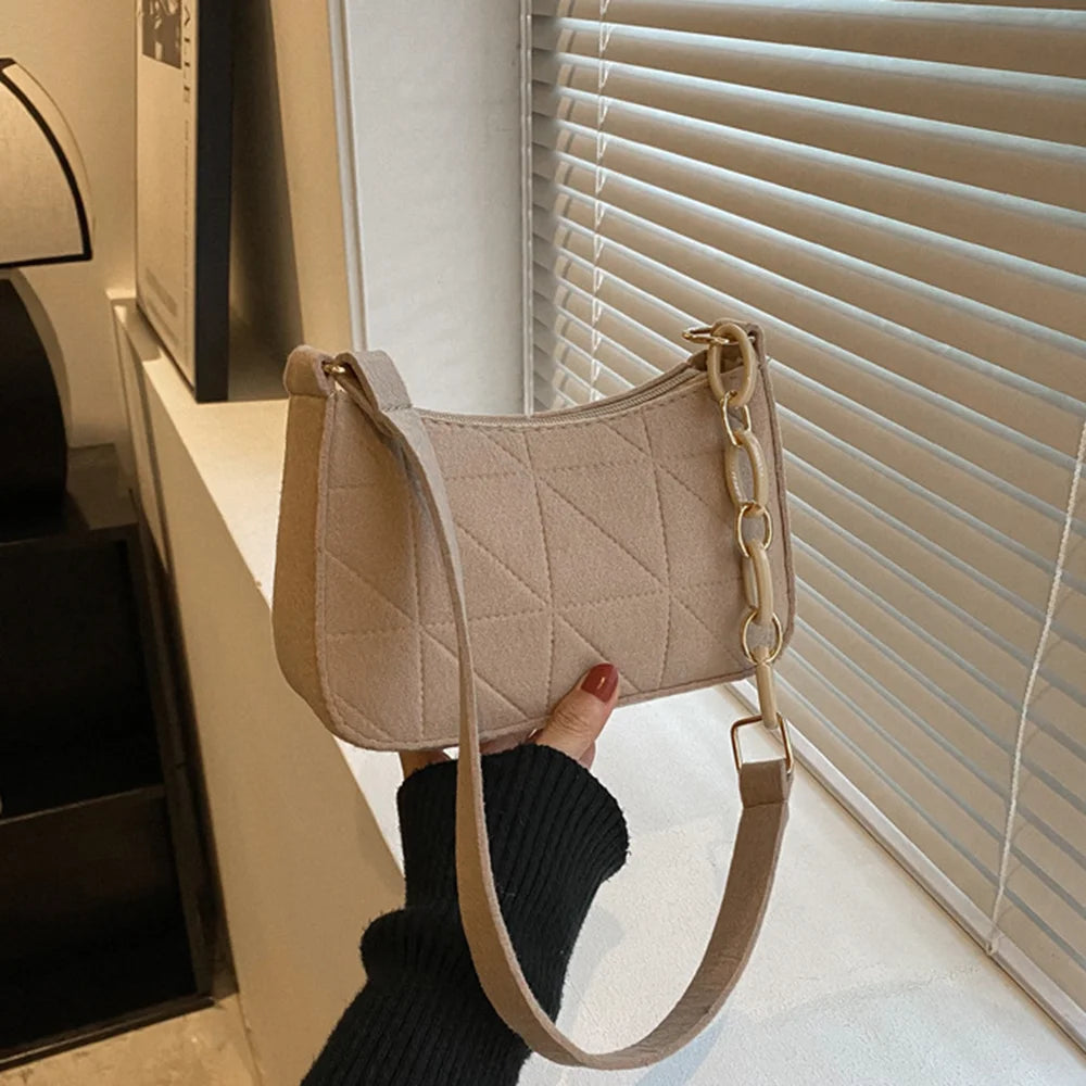 Women Small Square Bag 2023 New Simple and Versatile Casual Handbag Fashion Popular Felt Oneshoulder Messenger Bag