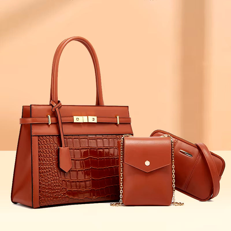 2024 Summer Vintage Style Luxury Advanced PU Leather Handbags Set Large Capacity Ladies Custom Purse Bag Manufactured Wholesale