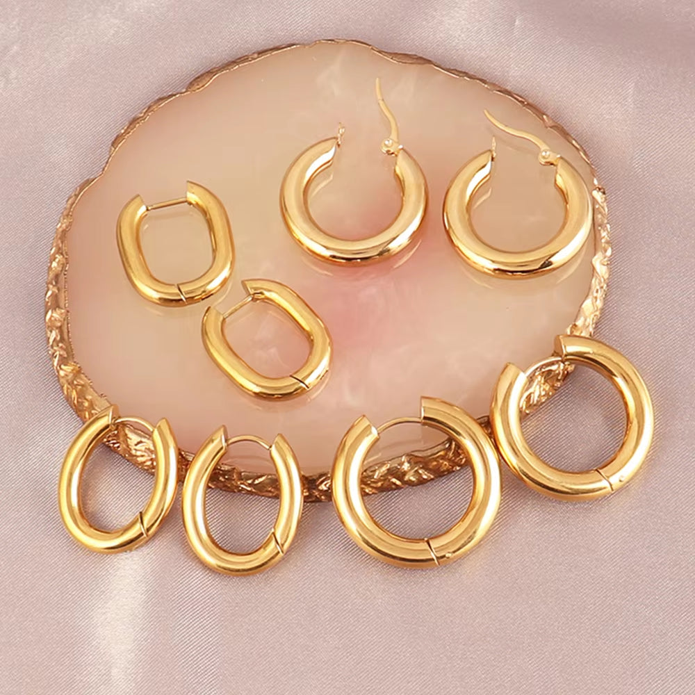 316L Stainless Steel Earring Big round Circle Earring Hoop Earrings for Women Men k Hiphop Fashion Jewelry Gift Wholesale