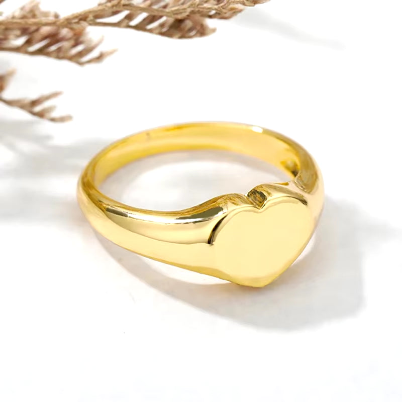 Stainless Steel Heart Rings for Women Gold Color Engagement Wedding Party Ring Female Fashion Finger Jewelry Gift 2024 Trend