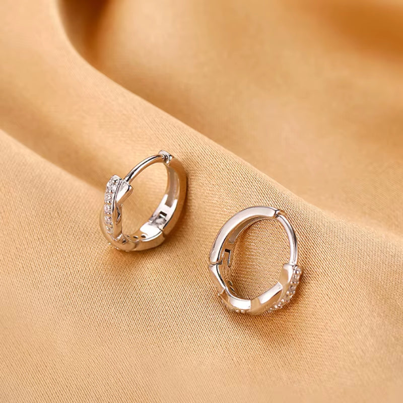 Hot Sale Small Circle Zircon Twist Ear Hoop Earrings for Women round Earrings Ear Piercing Jewelry Gifts Brincos Bijoux