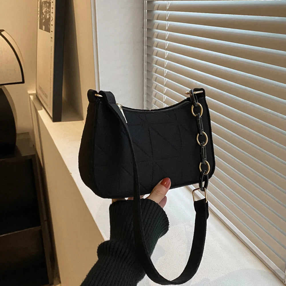 Women Small Square Bag 2023 New Simple and Versatile Casual Handbag Fashion Popular Felt Oneshoulder Messenger Bag