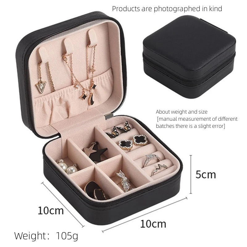 1Pcs Single Layer Storage Box Ladies Travel Leather Jewelry Box Classic Black Pure White Fashion Pink Storage Box