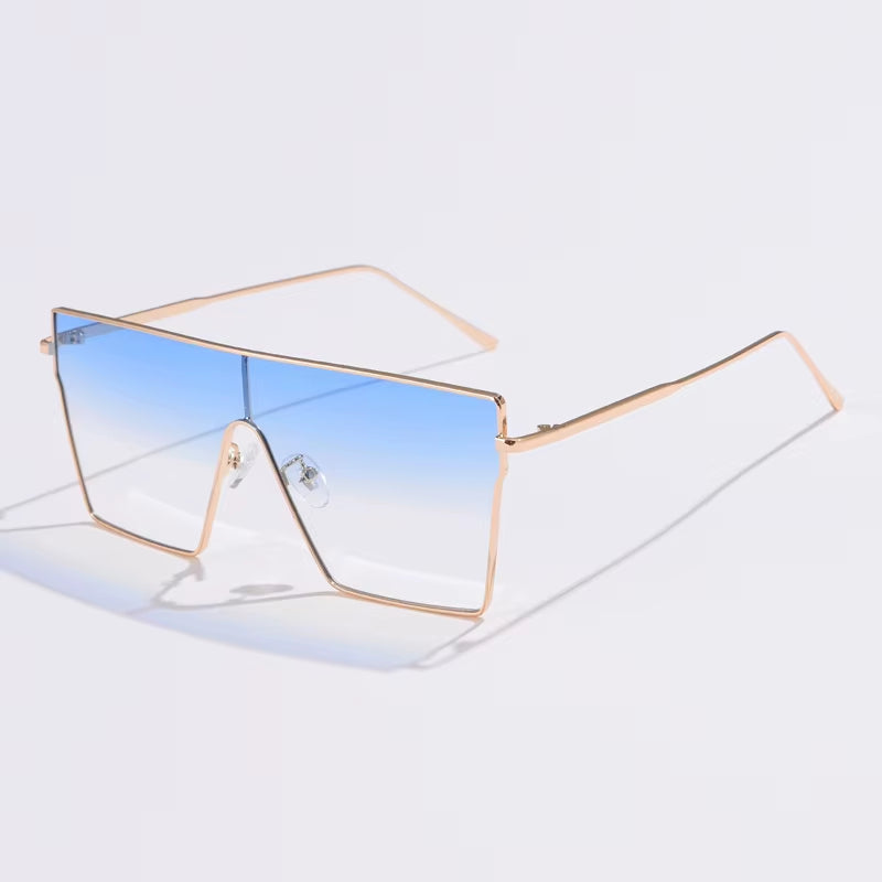 Vintage Metal Sunglasses Women Steampunk Sun Glasses for Men Eyewear Fashion Flat Top Goggle Large Frames Gradient Lens Shades