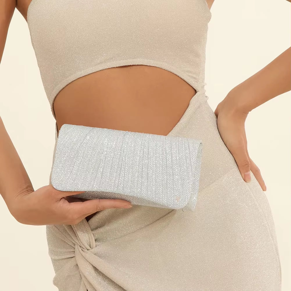 Shiny Wedding Clutch Handbag Glitter Shiny Shoulder Bag Wedding Purses Sling Dating Bag Women Girls All-Matching Evening Bag