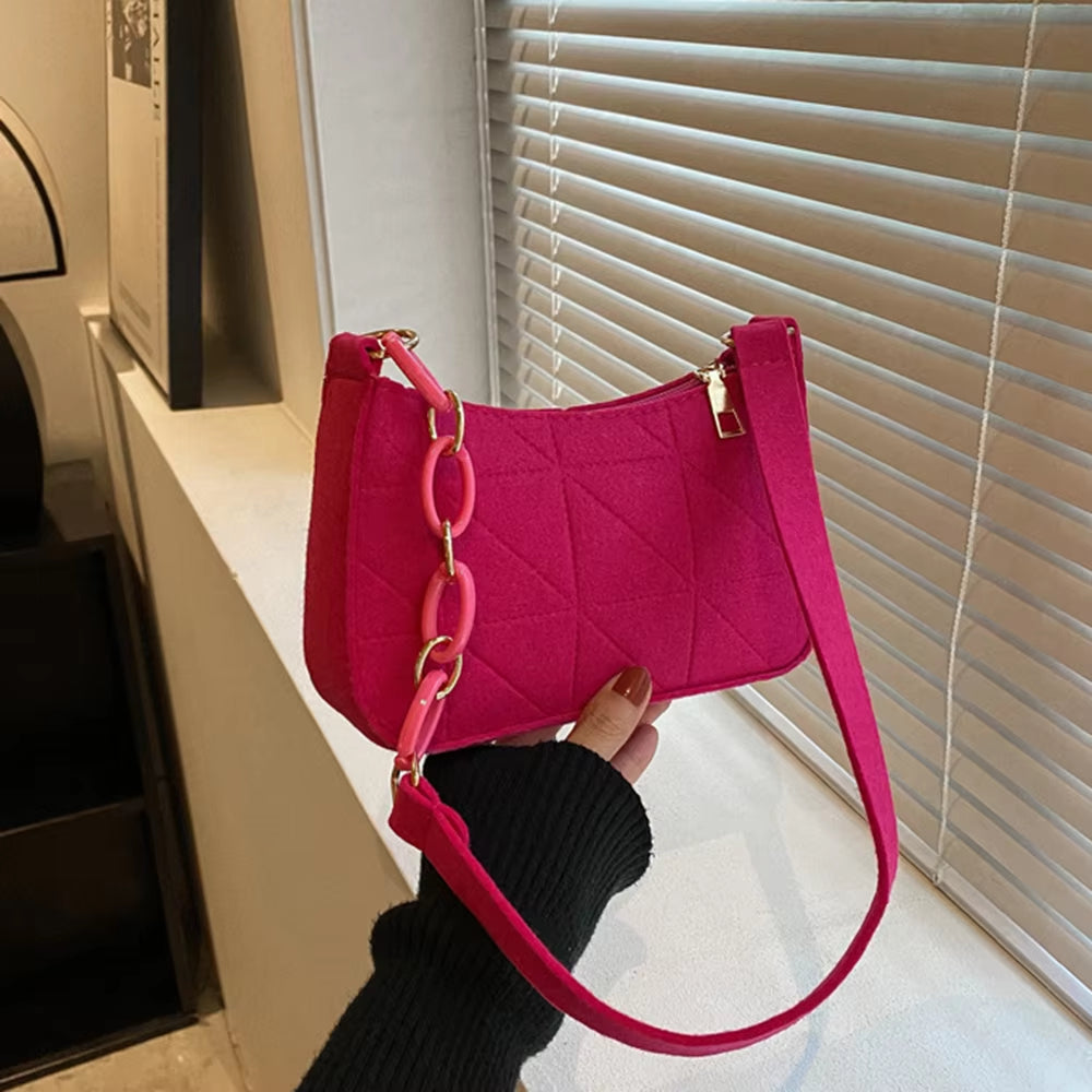 Women Small Square Bag 2023 New Simple and Versatile Casual Handbag Fashion Popular Felt Oneshoulder Messenger Bag