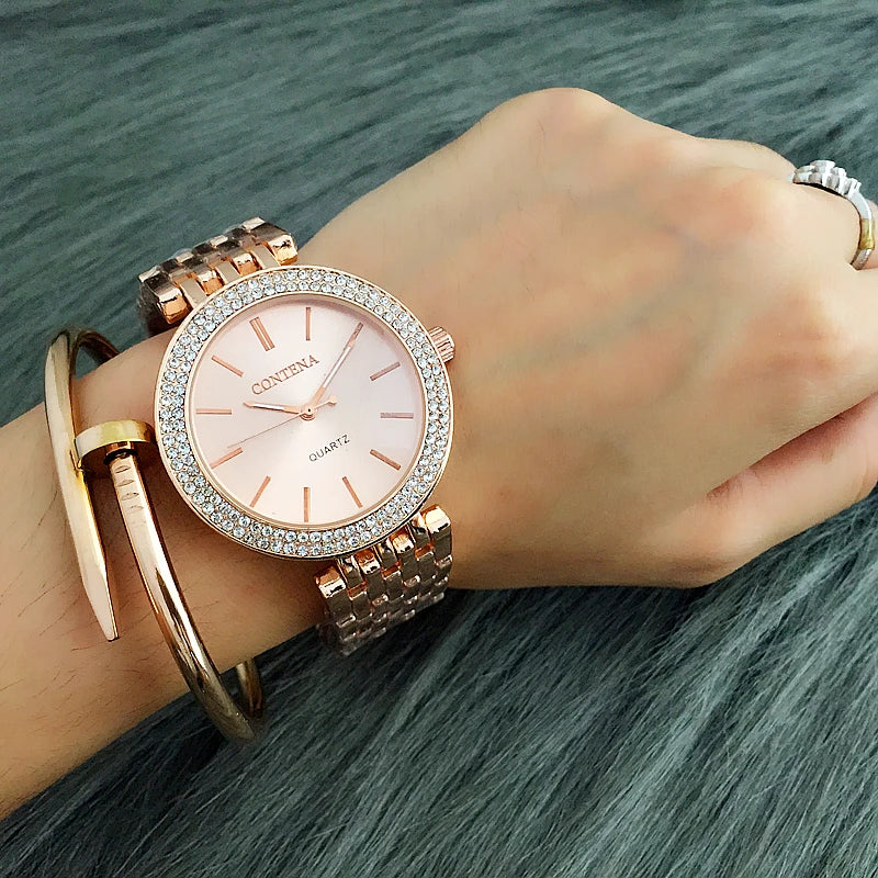 CONTENA Fashion Luxury Silver Watch Women 