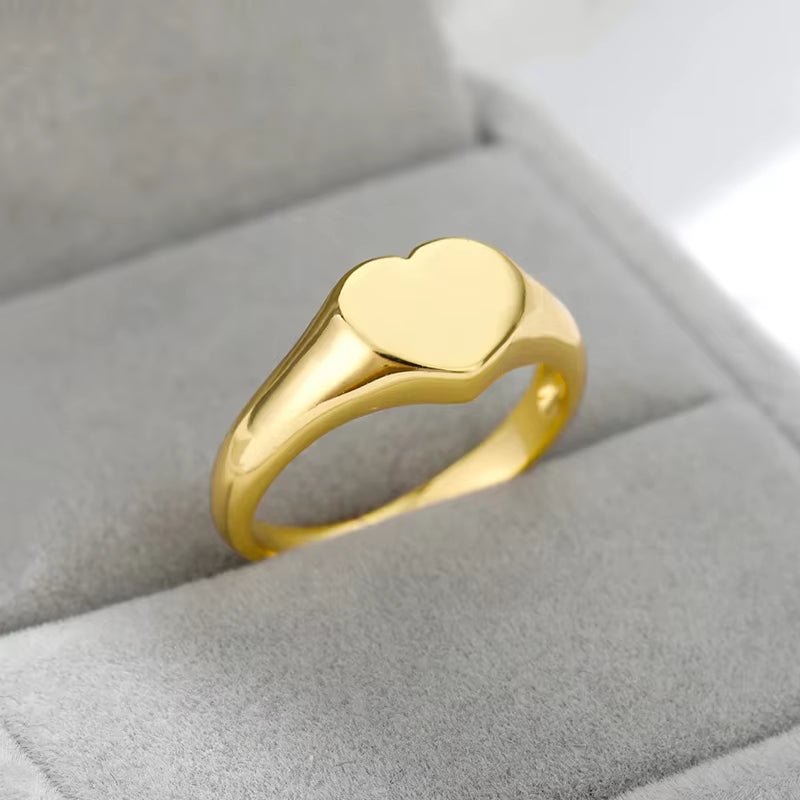 Stainless Steel Heart Rings for Women Gold Color Engagement Wedding Party Ring Female Fashion Finger Jewelry Gift 2024 Trend