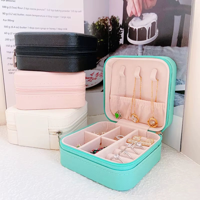 Korean Version Simple Ins Style Portable Jewelry Storage Box 2023 New High-End Exquisite Large Capacity Travel Jewelry Bag