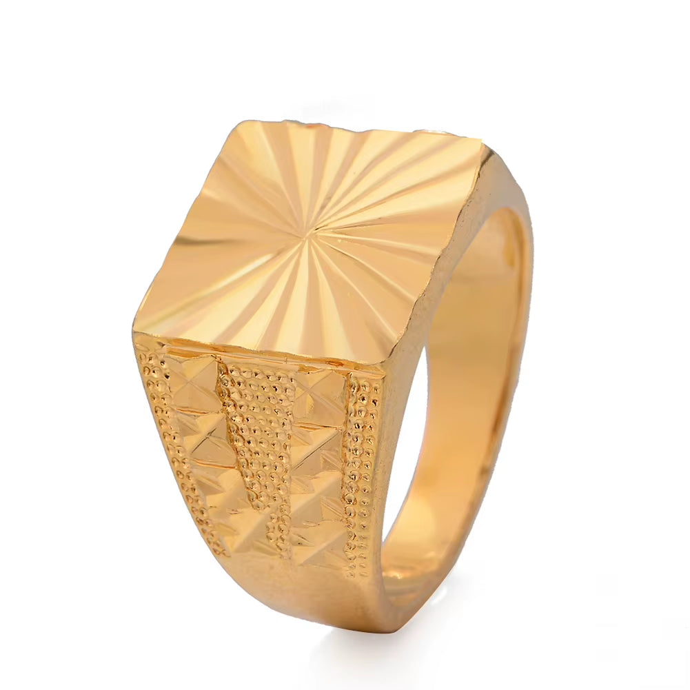 24K Dubai Gold Color Rings for Women Man Bijoux Africaine Dubai Jewelry Saudi Arabia Ring Party Gifts