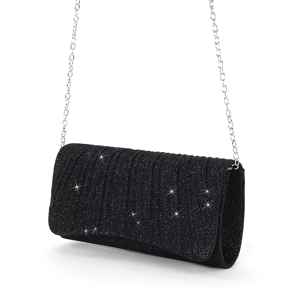 Shiny Wedding Clutch Handbag Glitter Shiny Shoulder Bag Wedding Purses Sling Dating Bag Women Girls All-Matching Evening Bag