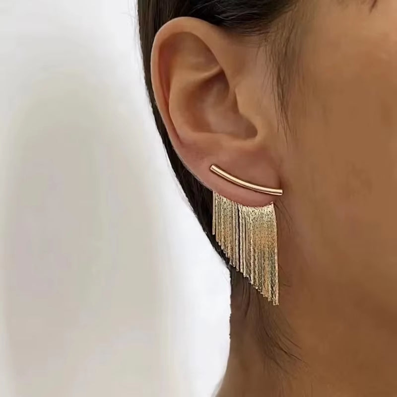 Fashion Statement Earrings for Women Gold Color Tassel Long Earring Female Pendant Jewelry Accessories Valentine'S Day Gifts