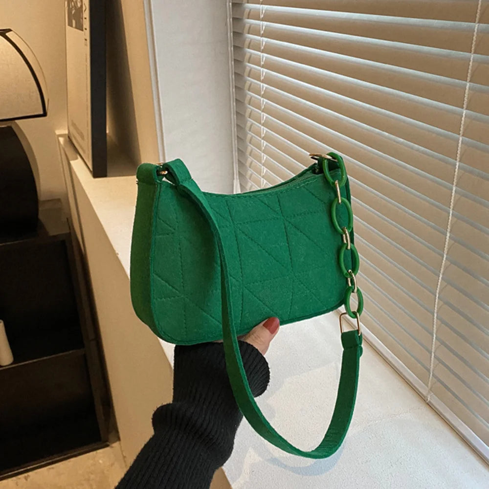 Women Small Square Bag 2023 New Simple and Versatile Casual Handbag Fashion Popular Felt Oneshoulder Messenger Bag